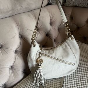 Michael Kors Cream Shoulder Bag with Gold Accents